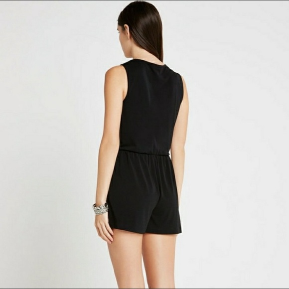BCBGeneration V-neck Surplice Romper in Black. Size Small. - Picture 2 of 11